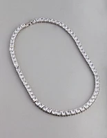 Silver Cubic Zirconia Statement Square Necklace