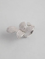 Rhodium Cubic Zirconia Butterfly Ring