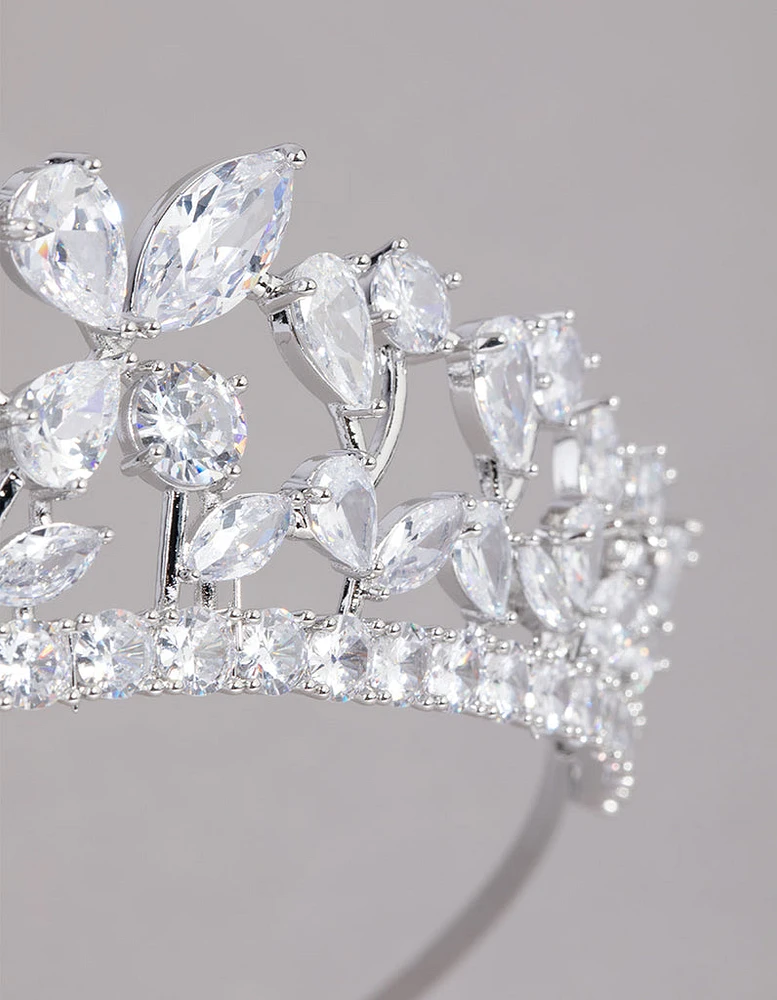 Rhodium Cubic Zirconia Royal Crown Alice Band