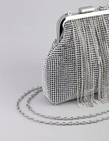 Silver Diamante Chain Fringe Purse