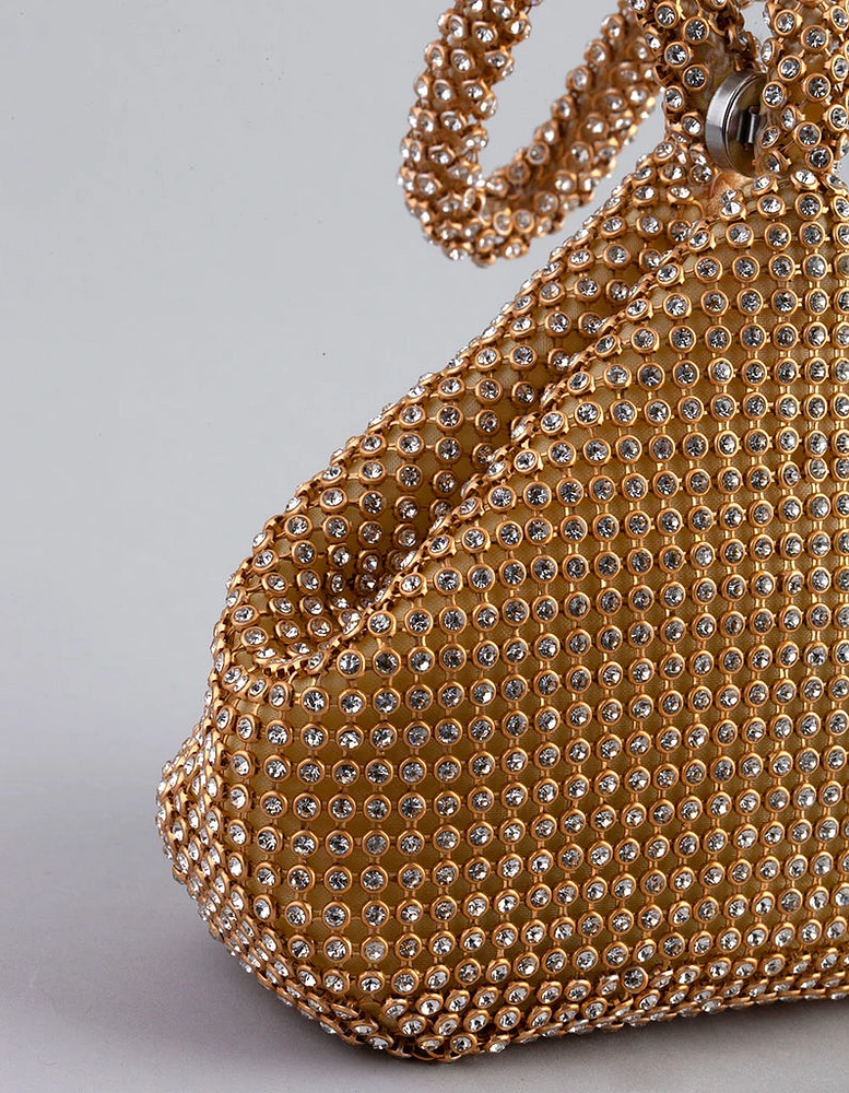 Gold Diamante Triangular Purse