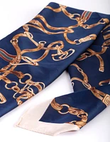 Navy Horseshoe Print Bandana Hair Scarf