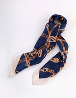 Navy Horseshoe Print Bandana Hair Scarf