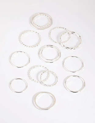 Silver Mixed Band Ring Pack