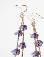 Gold & Lilac Flower Earrings