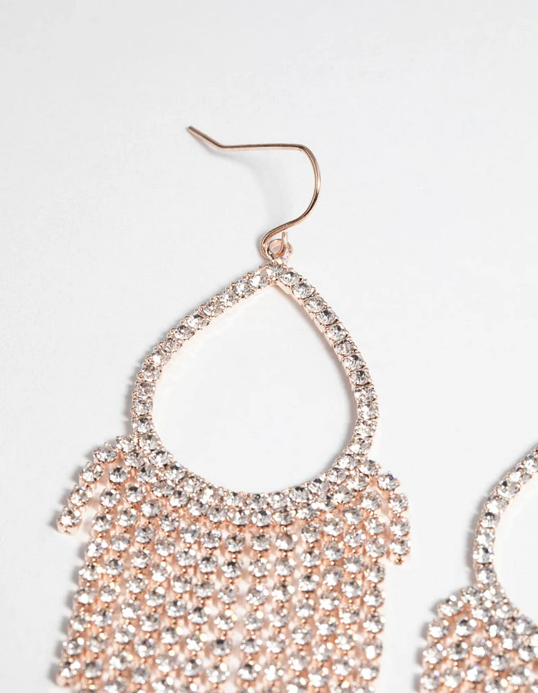 Rose Gold Diamante Drop Earrings