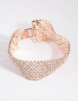 Rose Gold Diamante Statement Bracelet