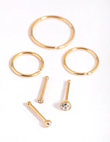 Gold-Plated Titanium Nose Stud 6-Pack