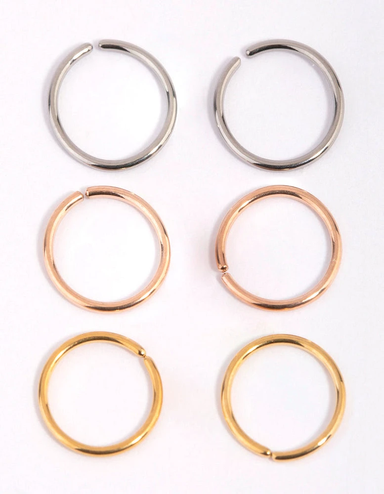 Titanium Nose Ring 6-Pack