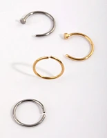 Titanium Plain Nose Stud & Ring 4-Pack