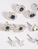 Royal Blue Diamante Ring & Earring 8-Pack