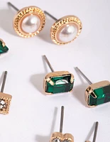 Gold Geometric Stud Earring 8-Pack