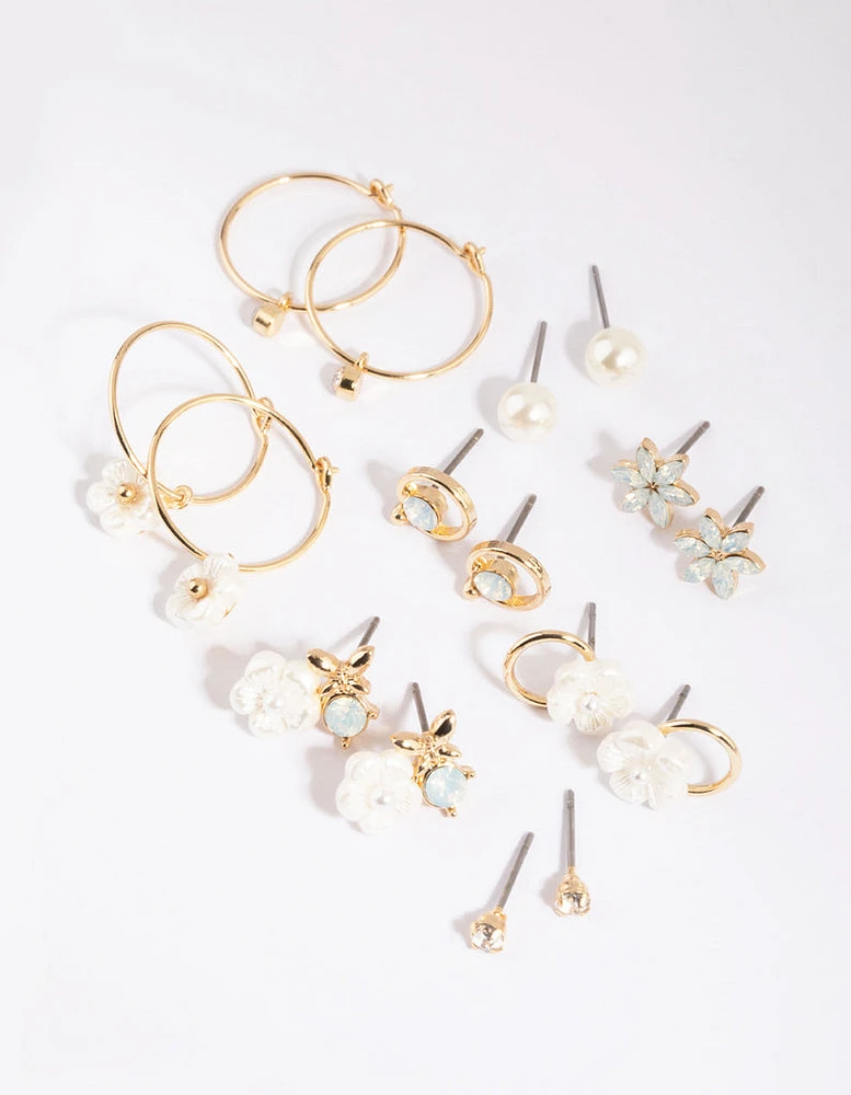 Gold Garden Stud Earring 8-Pack