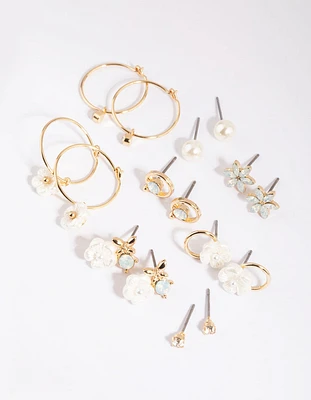 Gold Garden Stud Earring 8-Pack