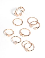 Rose Gold Pretty Leaves Ring 9-Pack