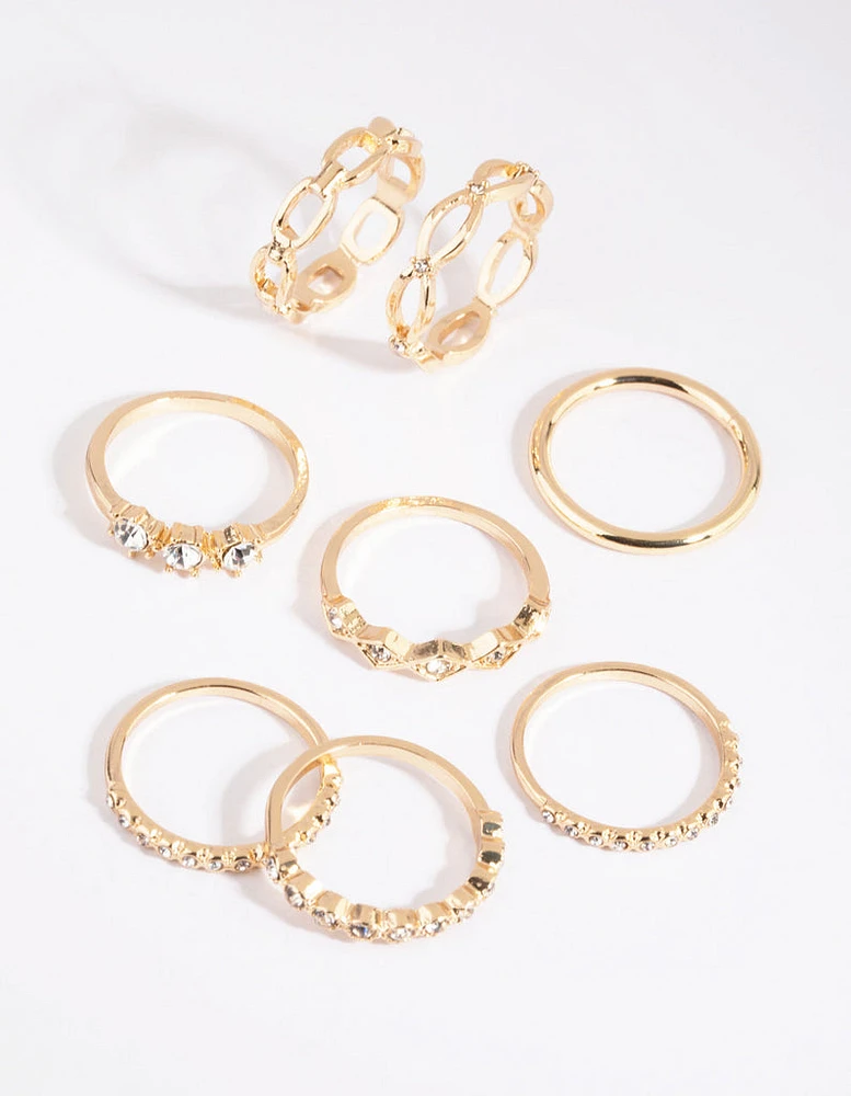 Gold Diamante Ring -Pack