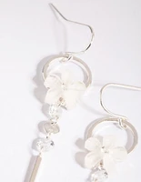 Silver Flower Drop Earrings