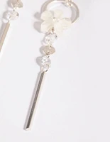 Silver Flower Drop Earrings