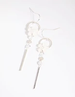 Silver Flower Drop Earrings