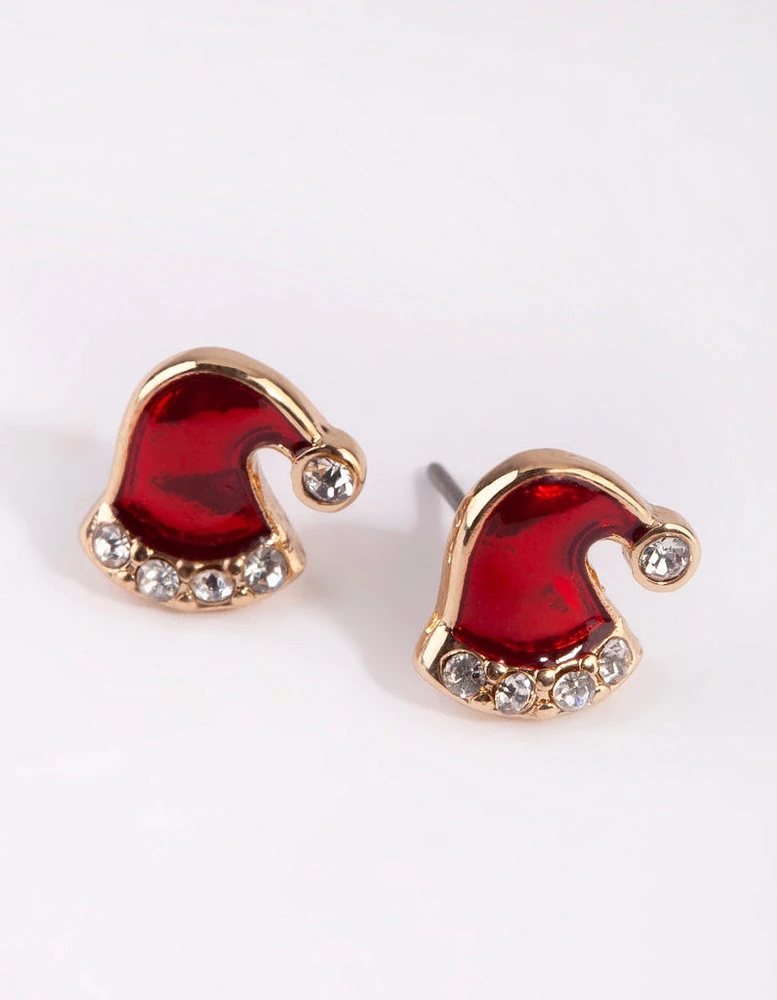 Festive Santa Hat Stud Earring Pack