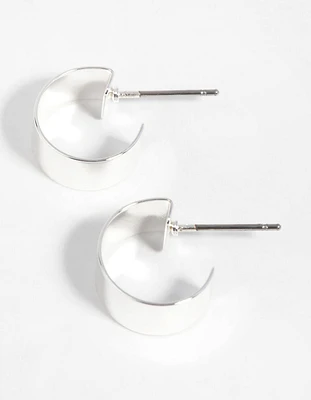 Silver Thick Hoop Earrings