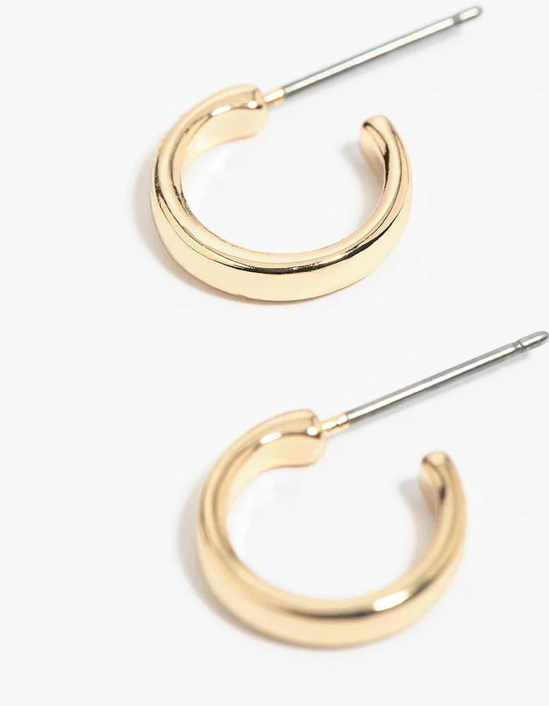 Gold Simple Huggie Hoop Earrings