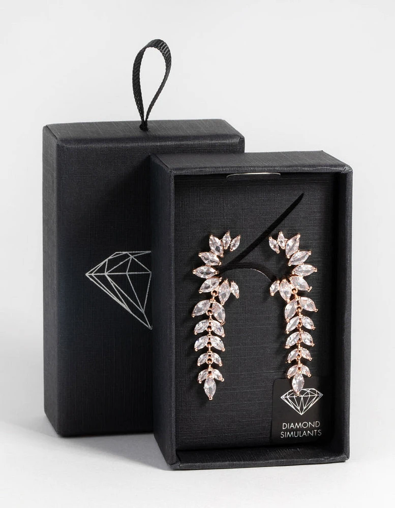 Rose Gold Diamond Simulant Statement Earrings