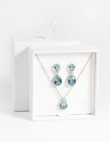 Rhodium Diamond Simulant Necklace & Earrings Set