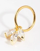 Gold Plated Titanium Marquise Cubic Zirconia Belly Ring