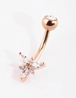 Rose Gold Plated Titanium Diamante Belly Bar