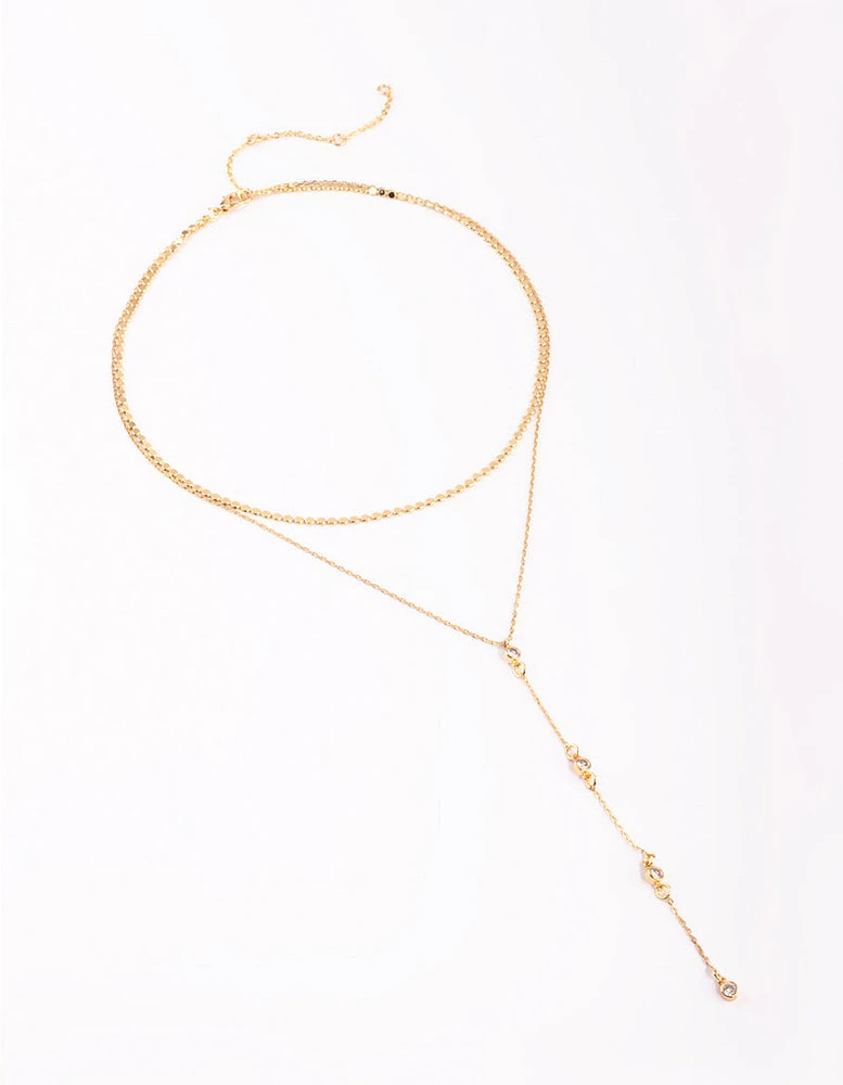 Gold Plated Lariat Necklace Set