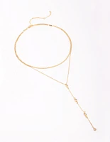 Gold Plated Lariat Necklace Set
