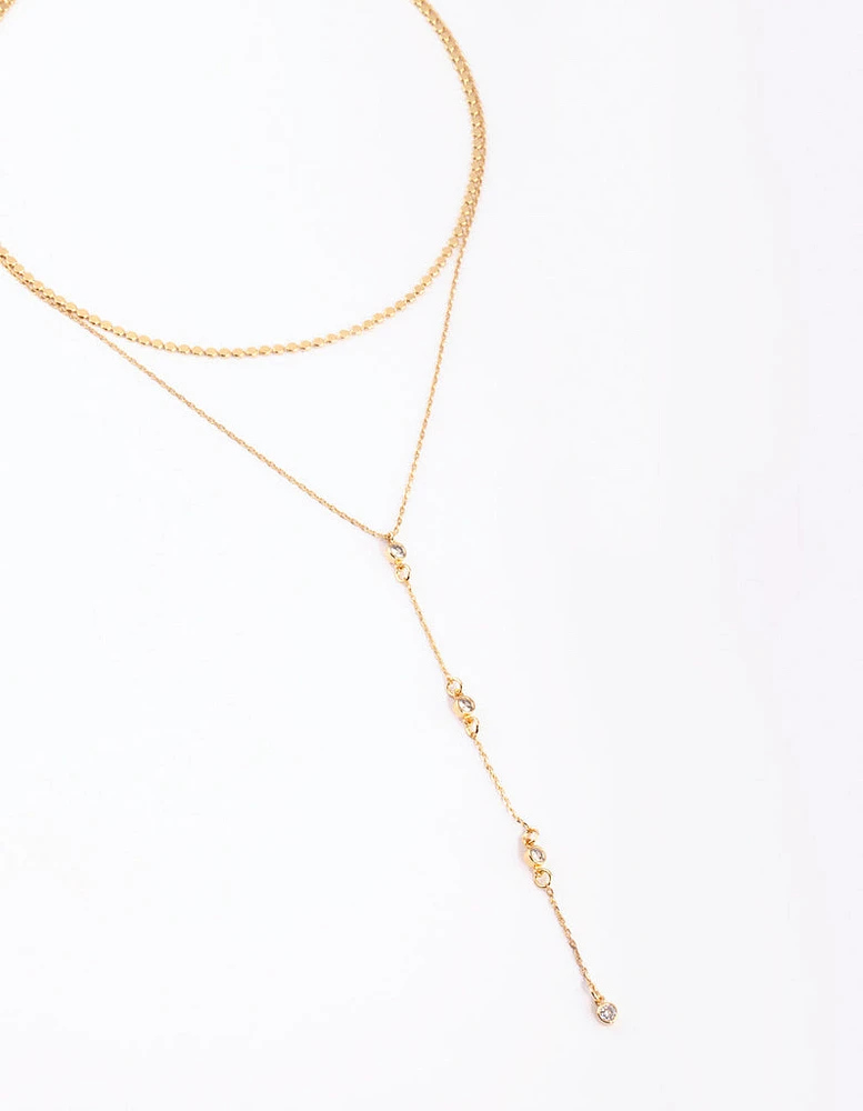 Gold Plated Lariat Necklace Set