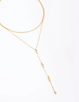 Gold Plated Lariat Necklace Set