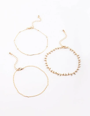 Gold Plated Dainty Anklet Pack