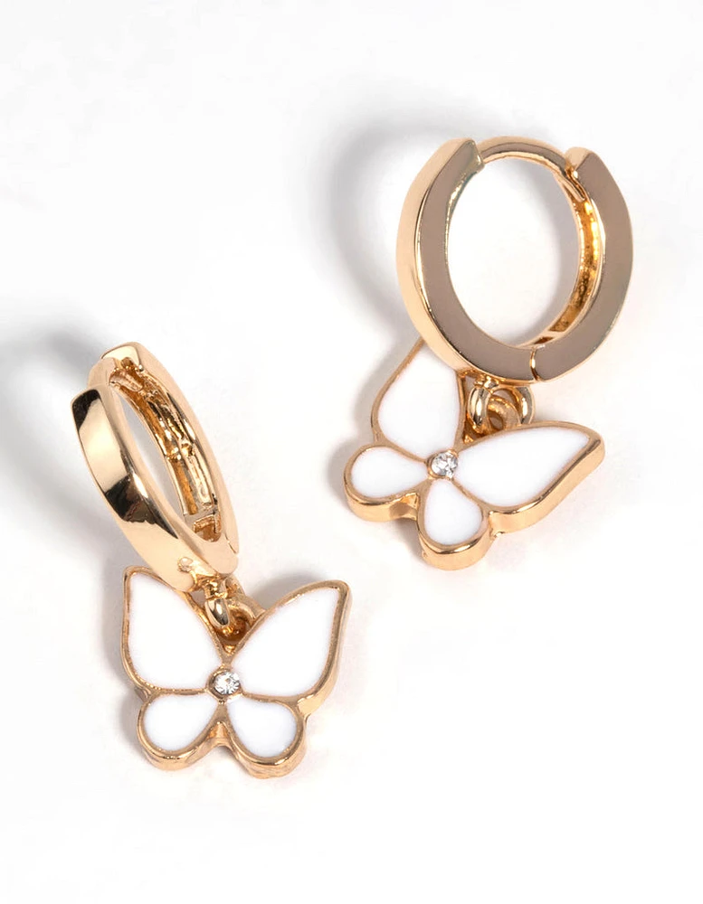 Gold Butterfly Huggie Hoop Earrings