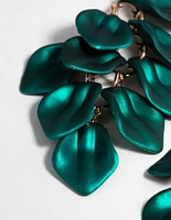 Green Pearlised Cascade Petal Earrings