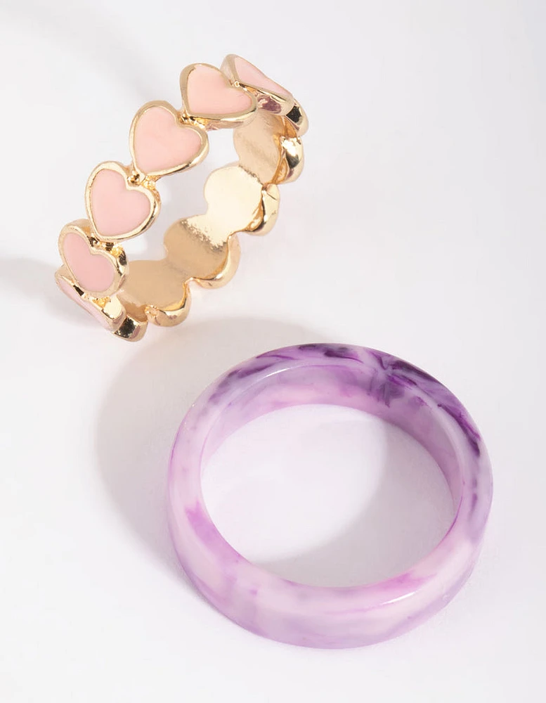 Heart Plastic Ring Set