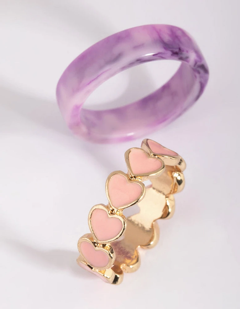 Heart Plastic Ring Set