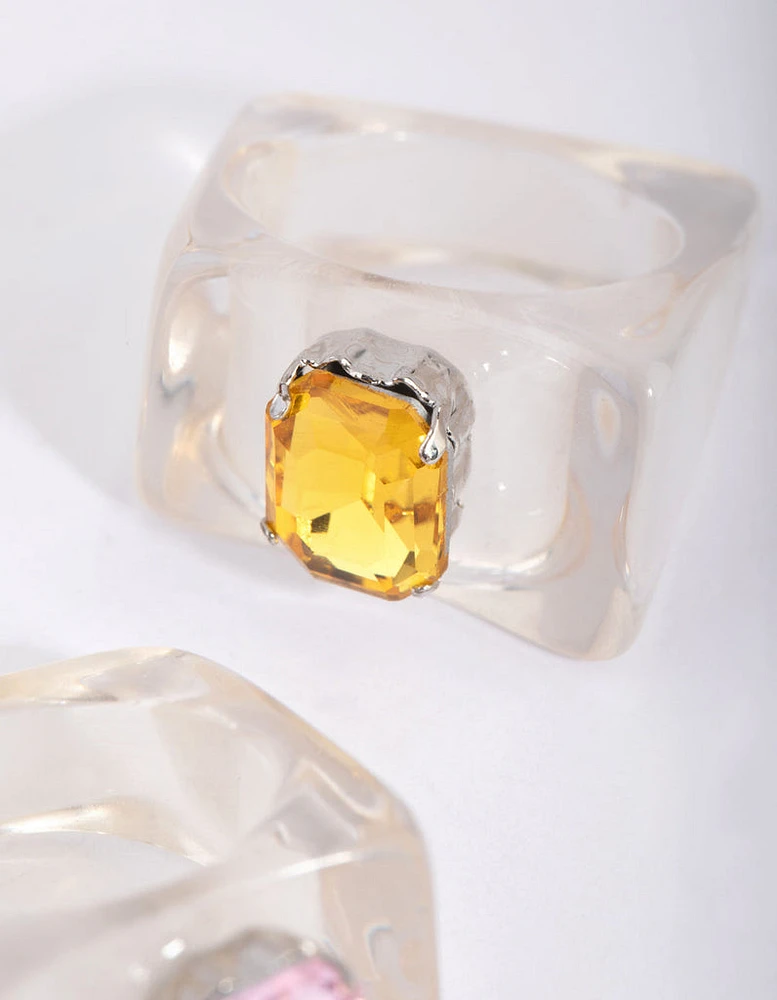 Yellow & Clear Ring Set