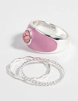 Pink Enamel Ring Pack