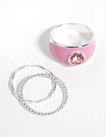 Pink Enamel Ring Pack