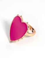 Hot Pink Statement Heart Ring