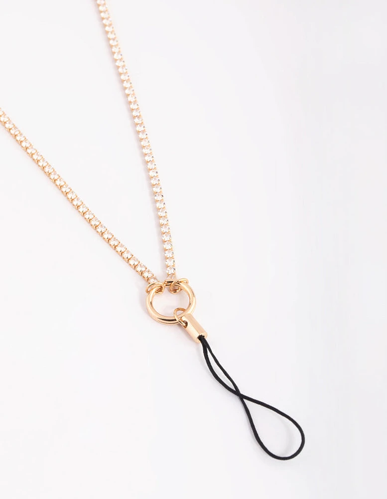 Gold Cubic Zirconia Phone Chain