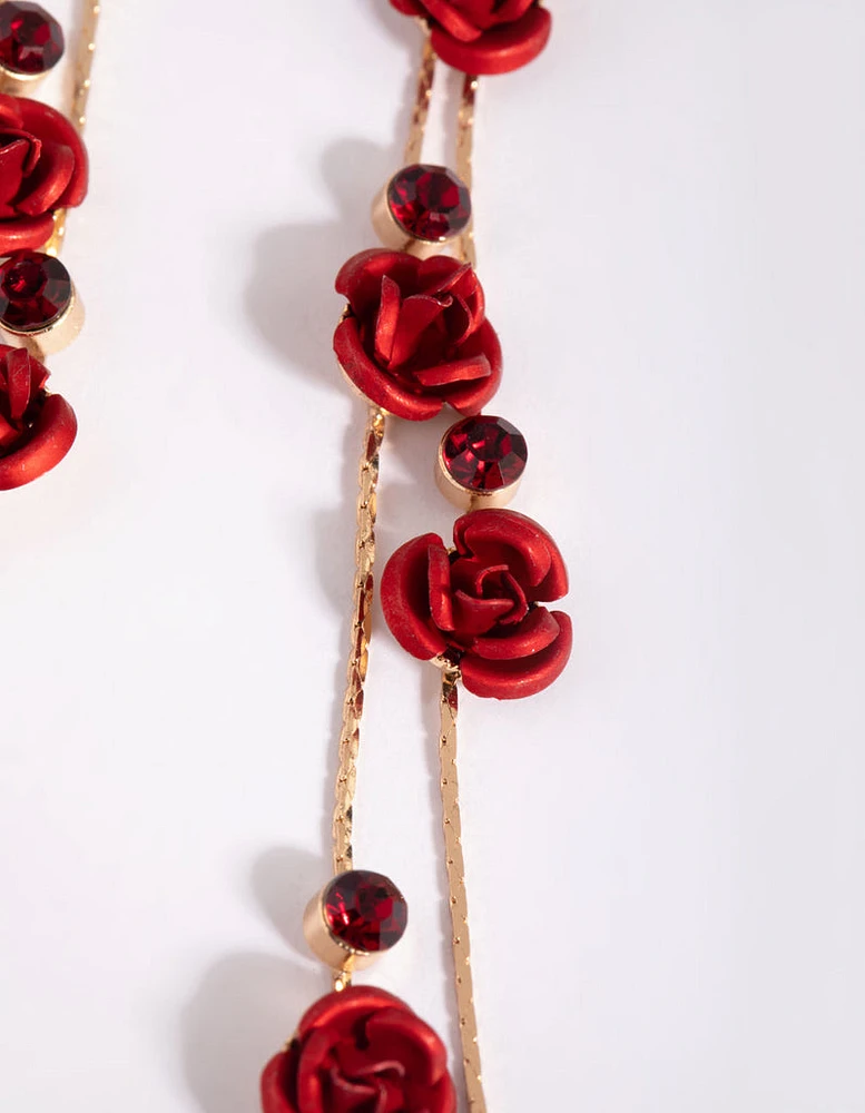 Red Rose Drop Earrings