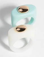 90s White & Turquoise Rings