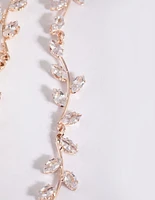 Rose Gold Cubic Zirconia Vine Drop Earrings