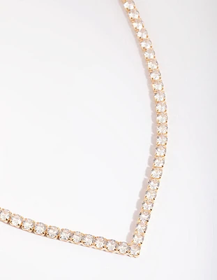 Gold Cubic Zirconia Point Necklace