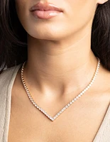 Gold Cubic Zirconia Point Necklace