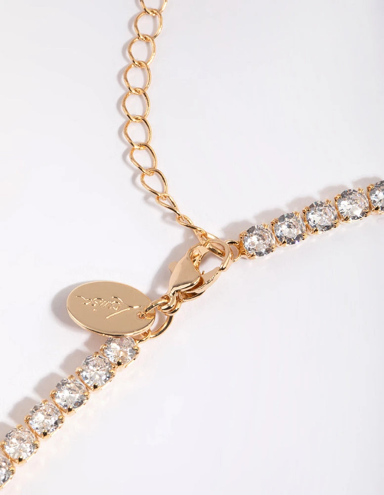 Gold Cubic Zirconia Point Necklace